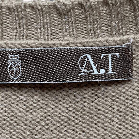 A.T by Atsuro Tayama Loop Knit 3/4 Sleeve Cardigan Sweater Tan Wool Alpaca 38 - Picture 9 of 12